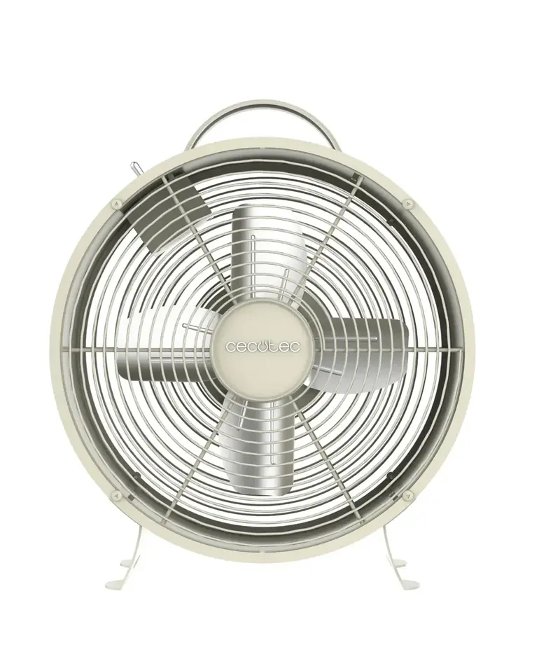 Ventilador Retro de Sobremesa Beige 25W - Estilo, Potencia y Seguridad de Cecotec