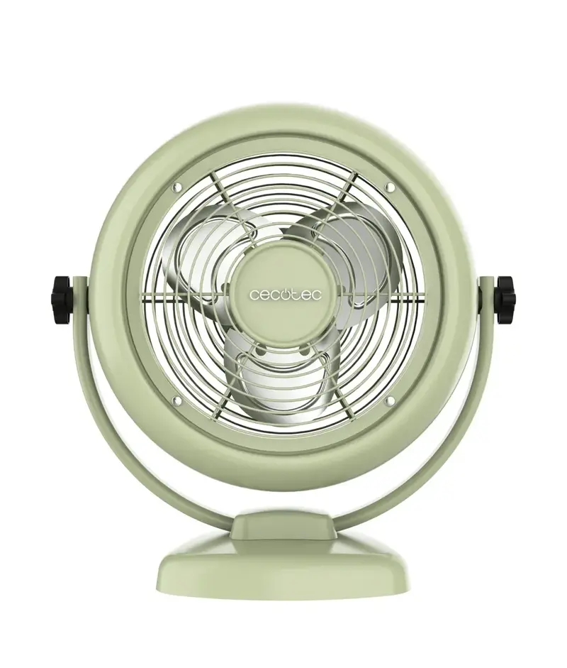 Ventilador Retro de Sobremesa Verde 8'' con Potente Motor de 20W y Seguridad de Cecotec