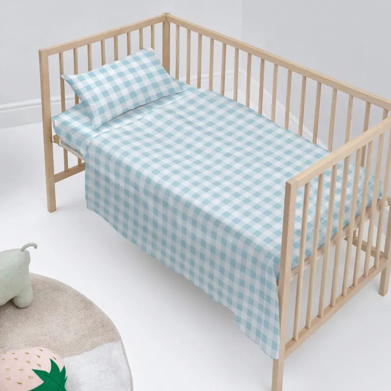 Vichy Juego de sábanas cuna 2 piezas Azul