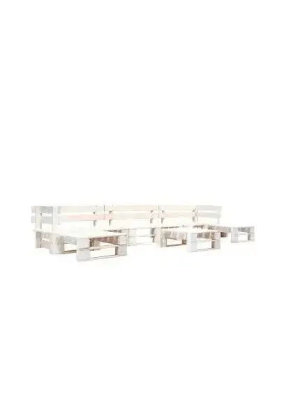 VIDAXL 277399 Set de muebles de palés para jardín de 6 piezas fabricado en madera de pino en color blanco de vidaXL