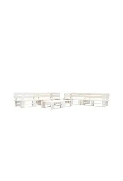 VIDAXL 277403 Set de muebles para jardín de 6 piezas fabricado en palés de madera de pino con acabado en color blanco de vidaXL