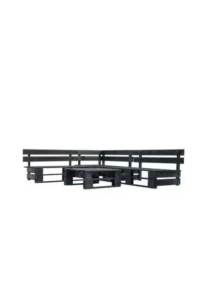 VIDAXL 277420 Set de muebles de palés para jardín de 4 piezas fabricado en madera de pino en color negro de vidaXL