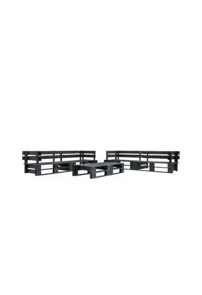 VIDAXL 277436 Set de muebles de palés para jardín de 6 piezas fabricado en madera de pino de color negro de vidaXL