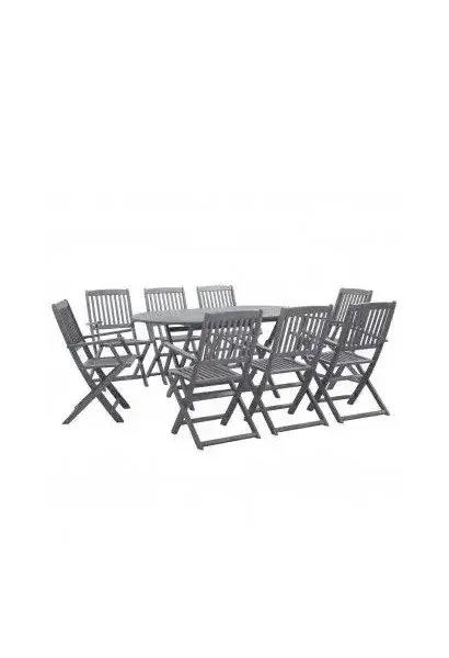 VIDAXL 278924 Juego de comedor plegable para jardín de 9 piezas de madera de acacia acabado color gris de vidaXL