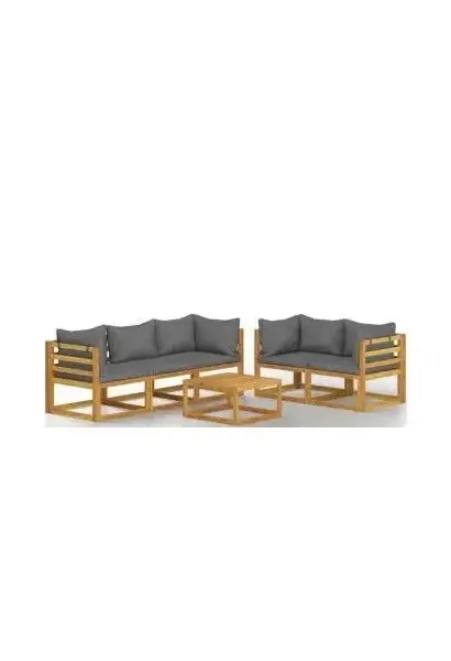 VIDAXL 3057610 Conjunto de muebles para jardín de madera maciza de acacia con cojines gris de vidaXL