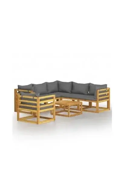 VIDAXL 3057613 Conjunto mobiliario de sofás y mesa con 7 piezas para el jardín en color gris oscuro de vidaXL