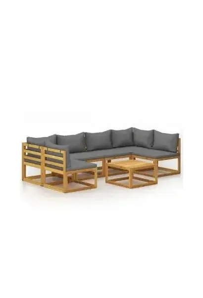 VIDAXL 3057622 Conjunto de muebles para el jardín de 5 piezas fabricado en madera de acacia con cojines en color gris oscuro de vidaXL