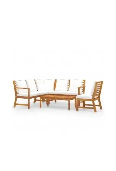 VIDAXL 3057770 Juego de muebles para jardín fabricados en madera de acacia con cojines de poliéster de vidaXL
