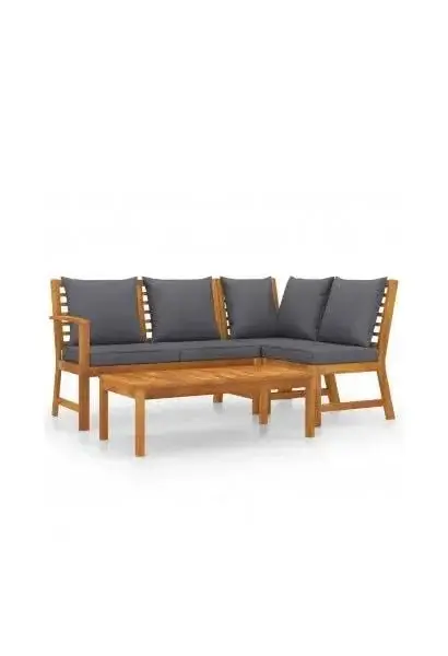VIDAXL 3057778 Conjunto de muebles de jardín de madera de acacia con cojines gris oscuro de vidaXL