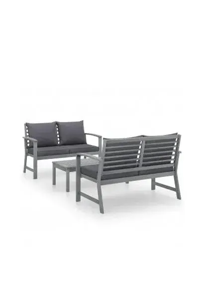 VIDAXL 3057784 Conjunto de muebles para jardín de madera maciza de acacia gris con cojines gris oscuro de vidaXL
