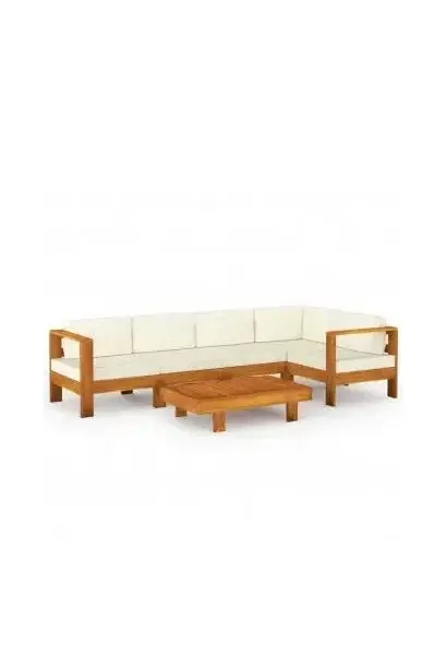 VIDAXL 3057933 Juego de sofás con una mesa y cojines en color crema para jardines y terrazas de vidaXL