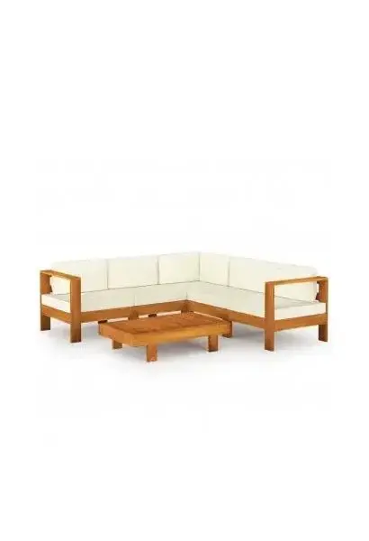 VIDAXL 3057935 Juego mobiliario para exteriores de sofás y mesa con 6 piezas y cojines en color crema de vidaXL
