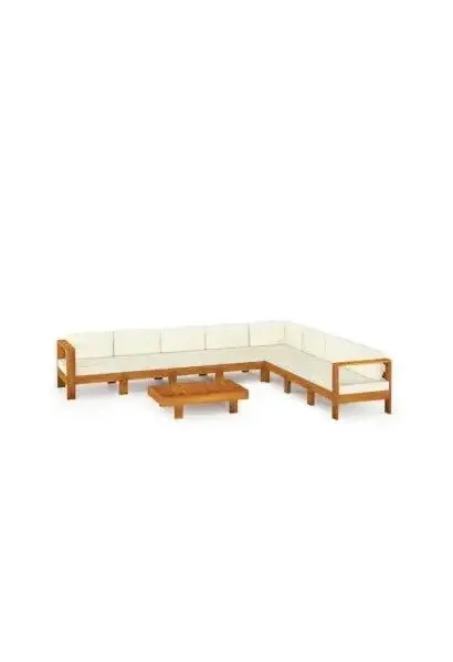 VIDAXL 3057943 Set de muebles exteriores para el jardín de 9 piezas con cojines color blanco de vidaXL