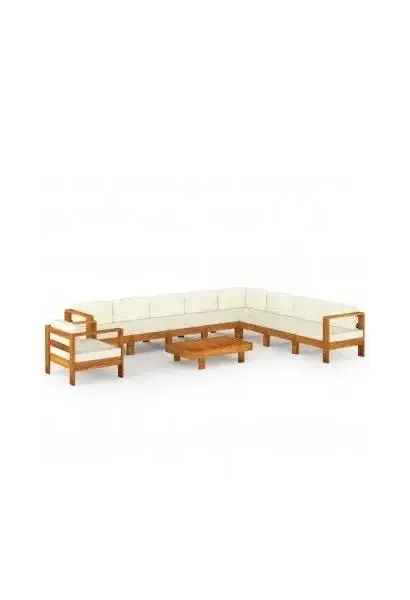 VIDAXL 3057944 Conjunto de muebles para el jardín fabricado en acacia con cojines en color crema de vidaXL