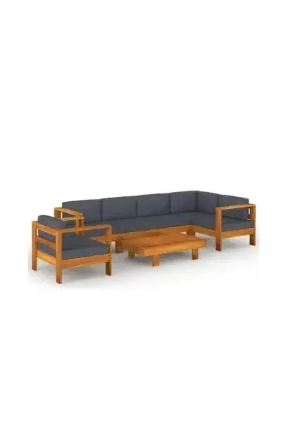 VIDAXL 3057953 Set para jardines y terrazas de 7 piezas fabricadas en madera maciza color gris de vidaXL