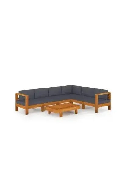 VIDAXL 3057956 Set de muebles de madera para jardín de 7 piezas con cojines color gris oscuro de vidaXL
