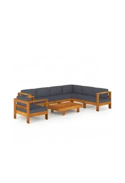 VIDAXL 3057957 Conjunto de muebles exteriores para el jardín fabricado en acacia con cojines gris oscuro de vidaXL
