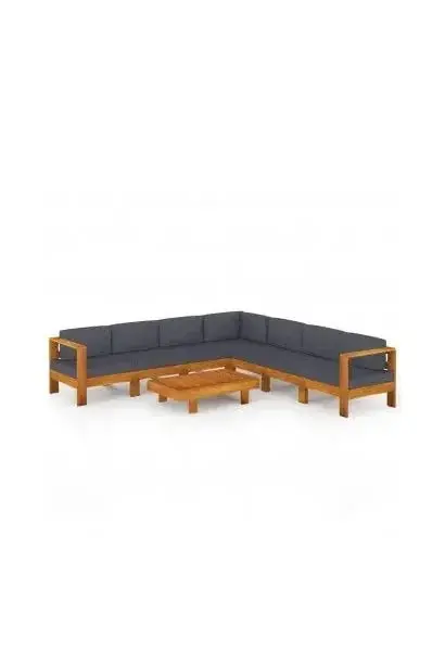 VIDAXL 3057959 Conjunto de muebles para jardín fabrico en acacia con cojines color gris oscuro de vidaXL