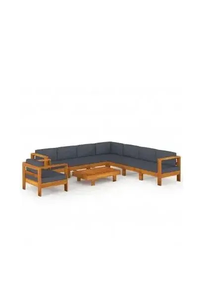 VIDAXL 3057960 Juego de muebles de jardín 9 piezas madera acacia y gris oscuro de vidaXL