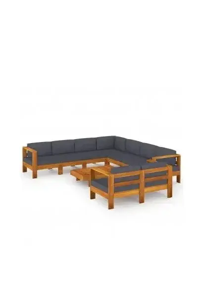 VIDAXL 3057961 Set muebles de jardín fabricados en madera de acacia con cojines gris oscuro de vidaXL