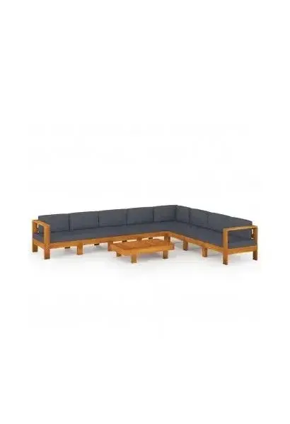 VIDAXL 3057962 Juego muebles para jardín con 9 piezas fabricadas en madera de acacia en color gris oscuro de vidaXL