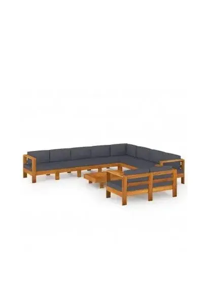 VIDAXL 3057964 Conjunto de muebles para jardín con 10 piezas y cojines de color gris oscuro de vidaXL