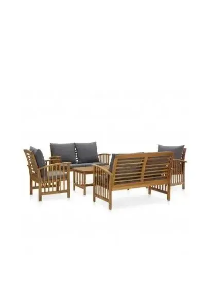 VIDAXL 3057981 Juego moderno de sofás con una mesa de 5 piezas con cojines en color gris oscuro de vidaXL
