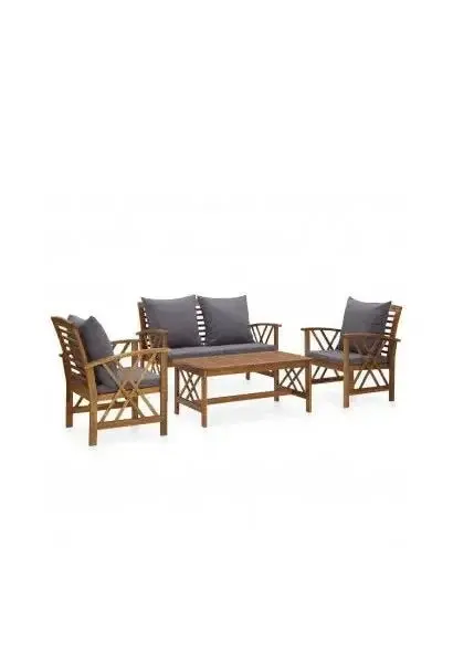 VIDAXL 3057991 Conjunto de muebles de jardín de madera de acacia con cojines antracita de vidaXL