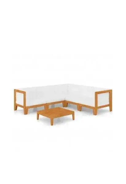 VIDAXL 3058110 Juego mobiliario de sofás y mesa de 6 piezas con cojines color blanco crema de vidaXL