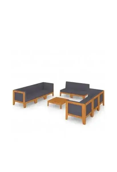 VIDAXL 3058121 Conjunto de muebles de jardín de acacia natural con cojines color gris oscuro de vidaXL