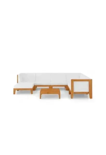 VIDAXL 3058124 Juego de muebles para jardín con 8 piezas fabricadas en madera maciza con cojines color blanco de vidaXL