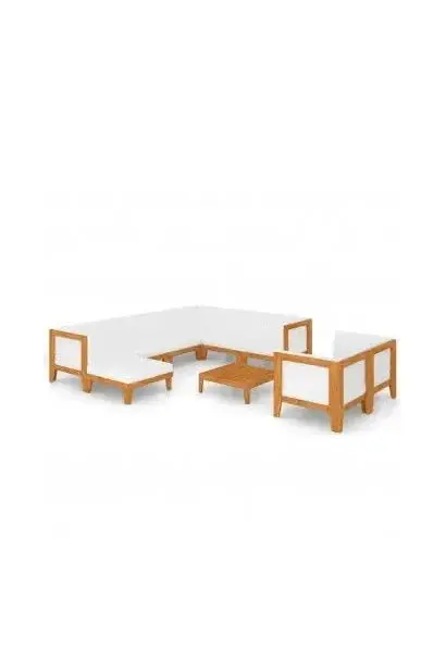 VIDAXL 3058126 Set de muebles para el jardín con 10 piezas fabricado en acacia de color crema de vidaXL