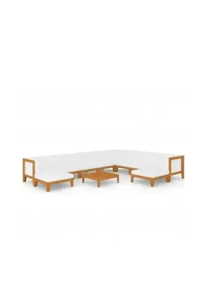 VIDAXL 3058128 Set de muebles con cojines en color blanco para jardín con 11 piezas en madera de acacia de vidaXL