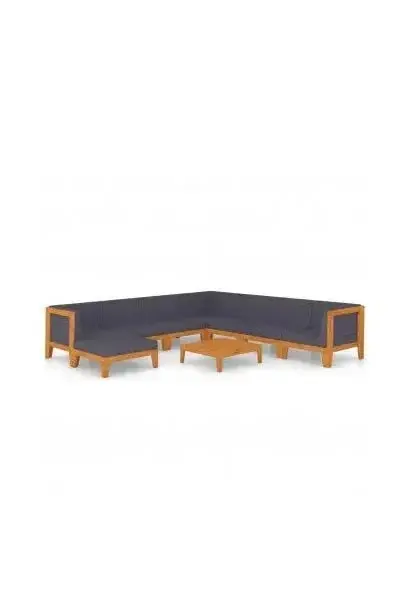 VIDAXL 3058133 Conjunto de muebles exteriores para jardín fabricados en acacia natural con cojines gris oscuro de vidaXL