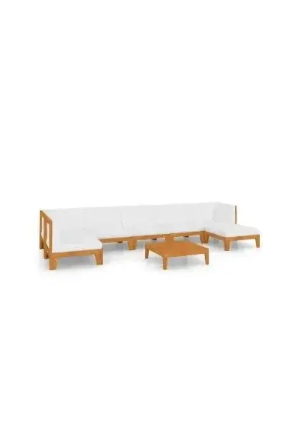 VIDAXL 3058150 Juego exterior con un diseño moderno para jardín de 8 piezas con cojines color blanco de vidaXL