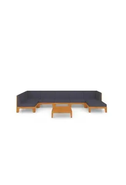VIDAXL 3058151 Juego de jardín con 8 piezas fabricadas en madera maciza con cojines color gris de vidaXL