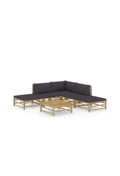 VIDAXL 3058188 Set comedor con cojines para el jardín de 6 piezas fabricado en madera maciza de acacia de vidaXL