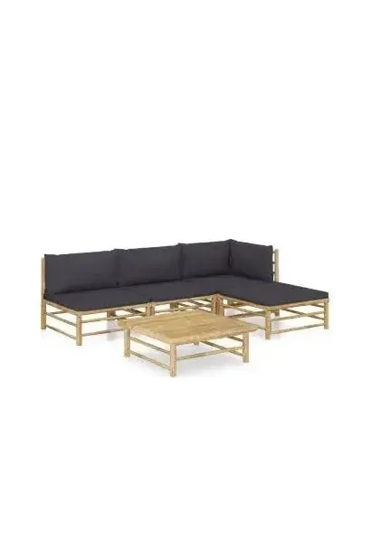 VIDAXL 3058192 Conjunto de muebles de jardín de diseño modular fabricados en madera de pino con cojines en color gris oscuro de vidaXL