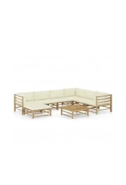 VIDAXL 3058219 Conjunto de muebles para jardines y terrazas en madera con 8 piezas de color blanco crema de vidaXL
