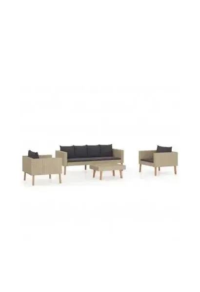 VIDAXL 3059328 Juego de muebles para jardín de 4 piezas acabado Beige con cojines gris antracita de vidaXL