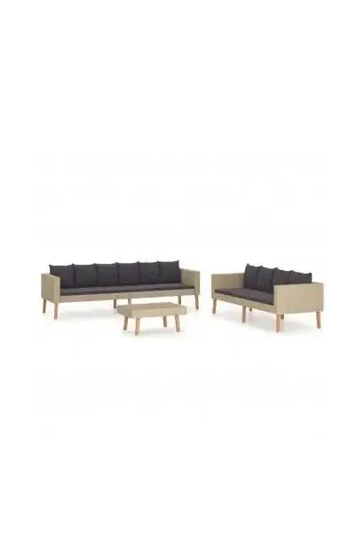 VIDAXL 3059331 Set de sofás y mesa para jardín de 3 piezas color Beige y gris antracita de vidaXL