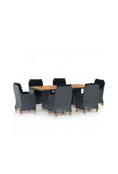 VIDAXL 3060166 Conjunto de comedor para el exterior fabricado en ratán sintético gris oscuro de vidaXL