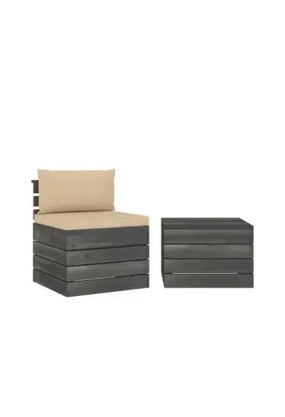 VIDAXL 3061662 Conjunto de muebles de jardín de palets de madera maciza de pino y tela Beige de vidaXL