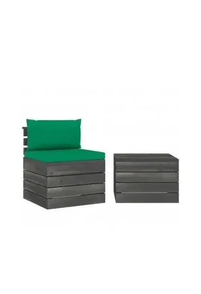 VIDAXL 3061664 Conjunto de muebles de jardín de dos piezas fabricado con palets y con cojines verde de vidaXL
