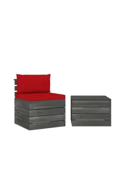 VIDAXL 3061665 Set de muebles para jardín de palets de madera maciza de pino y tela acabado en rojo de vidaXL