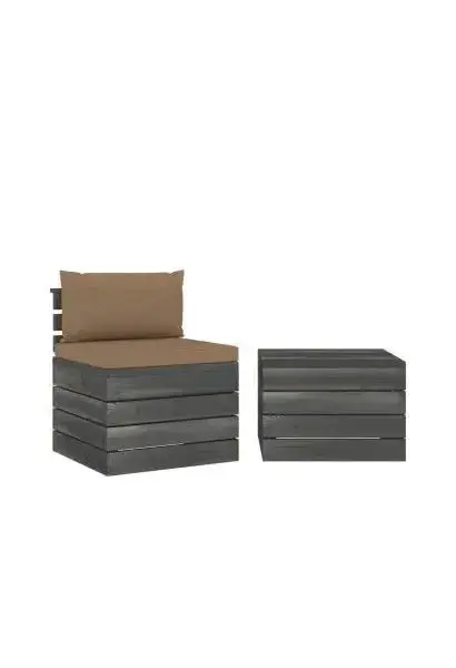 VIDAXL 3061667 Set de muebles para jardín de palets de madera de pino y tela con acabado gris taupe de vidaXL
