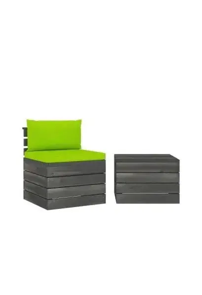 VIDAXL 3061670 Set de muebles para jardín de palets de madera maciza de pino y tela acabado en verde de vidaXL