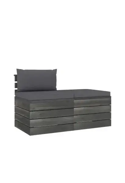 VIDAXL 3061671 Set de muebles para jardín de palets de madera maciza de pino y tela acabado en gris antracita de vidaXL