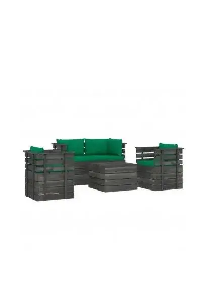 VIDAXL 3061820 Conjunto de muebles de palés para jardín de madera maciza pino con cojines Verdes de vidaXL
