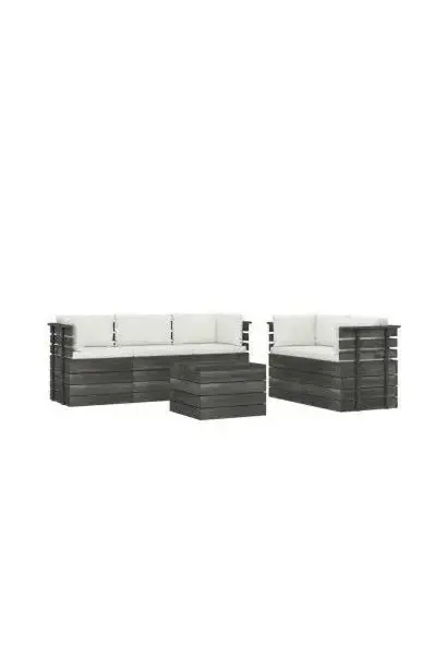 VIDAXL 3061889 Conjunto de muebles de exterior gris y crema de palets de madera maciza de pino de vidaXL